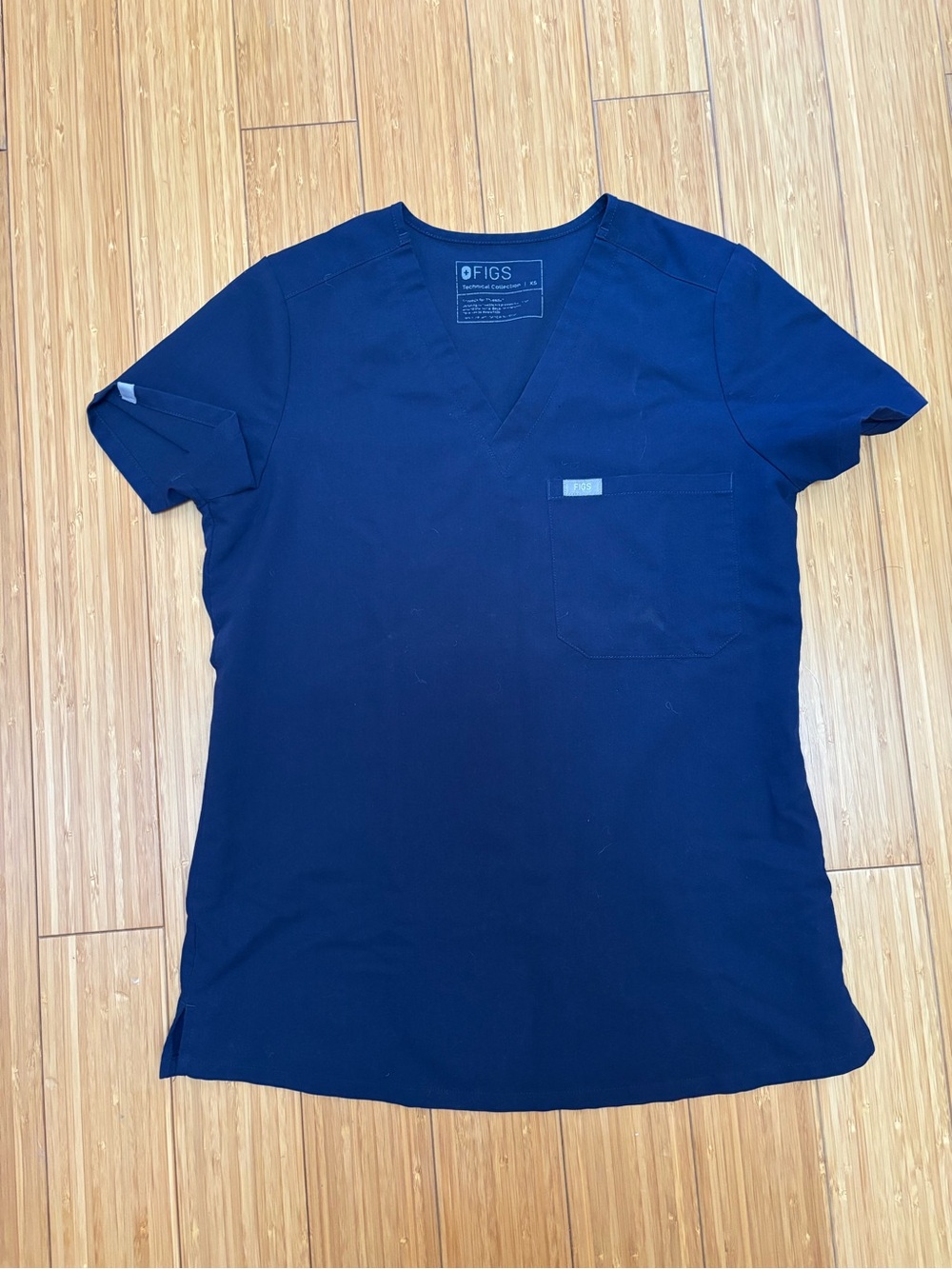 Figs Navy V-Neck Medical Scrub Top